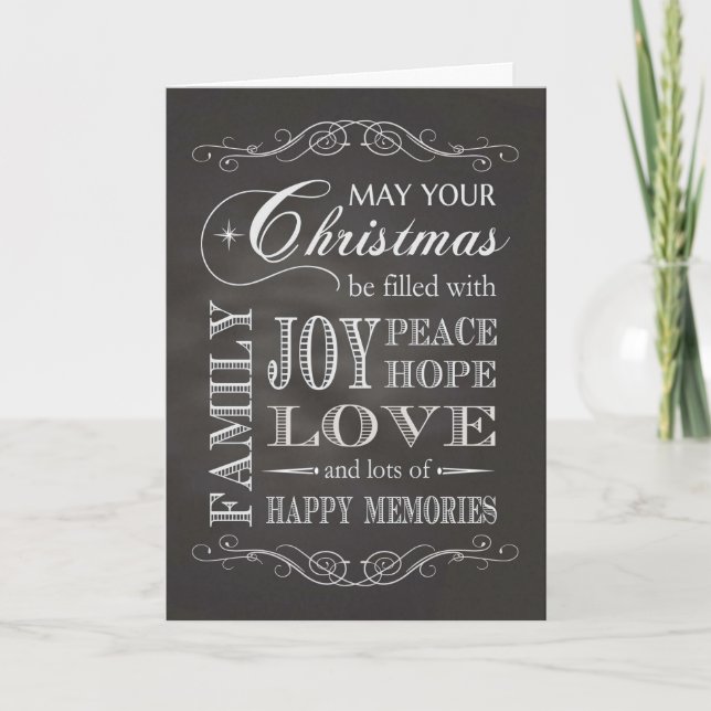 Chalkboard - Christmas filled with Joy Peace Hope Holiday Card (Front)