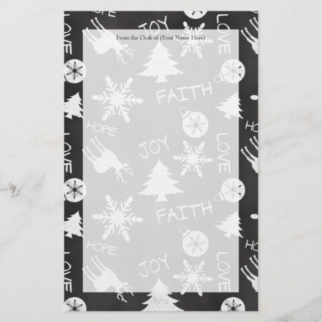 Chalkboard Christmas Fun Pattern Holiday Stationery (Front)