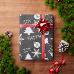 Chalkboard Christmas Fun Pattern Holiday Wrapping Paper<br><div class="desc">Just like writing on the schoolteacher's blackboard,  this fun and festive chalk board pattern looks like white handwritten text and drawings on a slate grey background.</div>