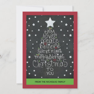 Chalkboard Christmas Hand Lettered - Family Photo Holiday Card