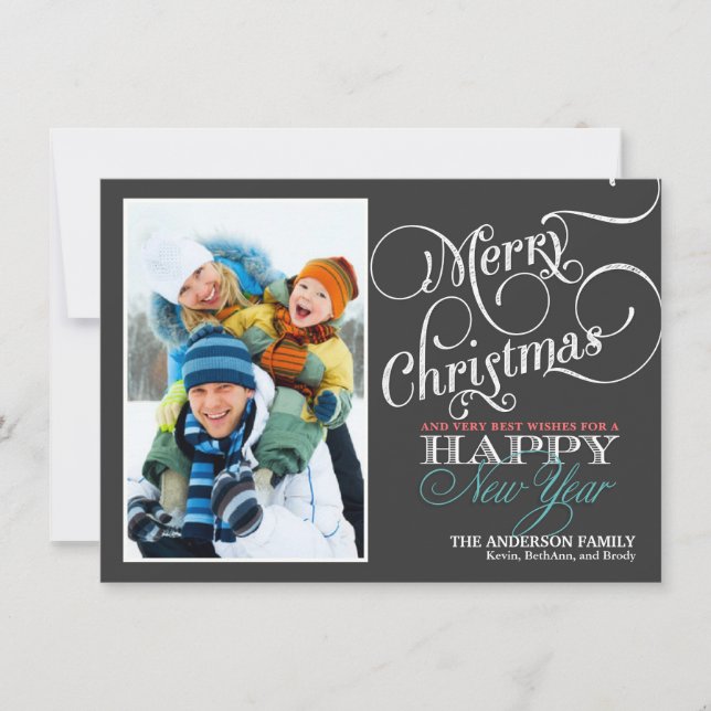 Chalkboard Christmas Holiday Photo Flat Card (Front)