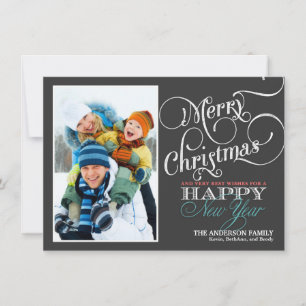 Chalkboard Christmas Holiday Photo Flat Card