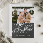 Chalkboard Christmas Holiday Photo Overlay<br><div class="desc">Custom-designed holiday photo card featuring "Merry Christmas" hand lettering design on chalkboard background.</div>