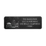 Chalkboard Christmas Houses Personalised Address<br><div class="desc">Chalkboard background with hand drawn chalk houses and snow return address label. Personalise text,  font style,  colour and size.</div>