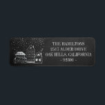 Chalkboard Christmas Houses Personalised Address<br><div class="desc">Chalkboard background with hand drawn chalk houses and snow return address label. Personalise text,  font style,  colour and size.</div>