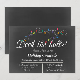 Chalkboard Christmas Lights Holiday party Invites