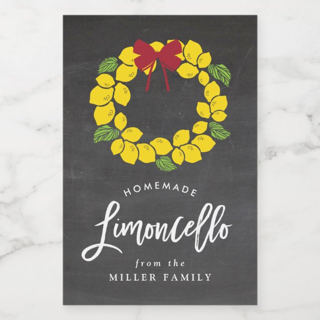 Chalkboard Christmas limoncello wreath, label (Single Label)