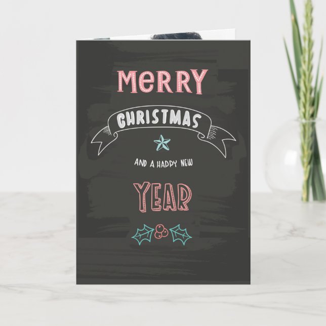 Chalkboard Christmas Photo Greeting Card (Front)