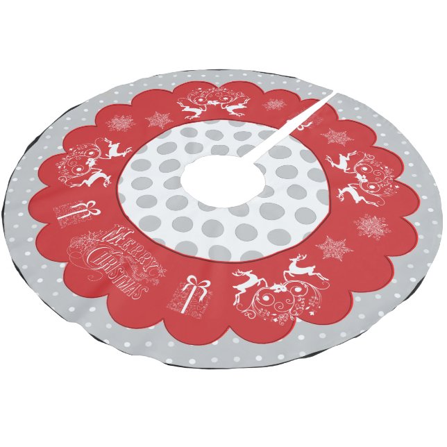 Chalkboard Christmas Polka Dots Tree skirt (Angled)