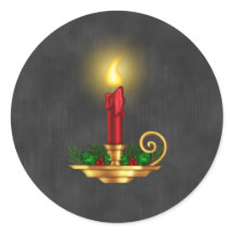 Chalkboard Christmas Sticker with Gold Lit Candle