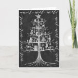 Chalkboard Christmas Tree Card<br><div class="desc">A chalkboard Christmas tree,  each branch laden with holiday motifs and all surrounded ‘noel’ in hand lettering.</div>