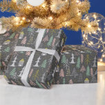 Chalkboard Christmas Trees and Houses Pink Yellow Wrapping Paper<br><div class="desc">Beautiful winter pattern of snowflakes for a Christmas present.</div>