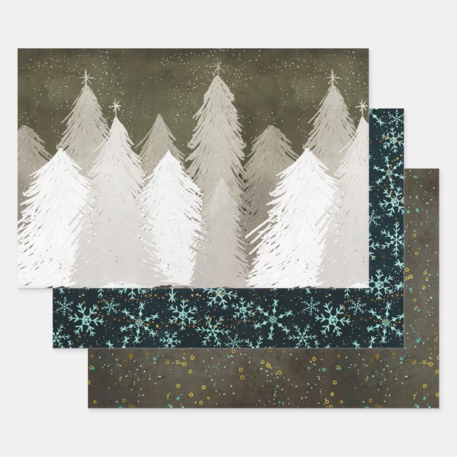 Chalkboard Christmas Wedding Bundle: Gold Silver Wrapping Paper Sheet (Set)