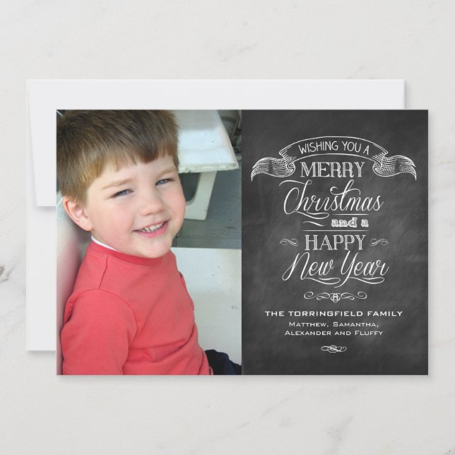 Chalkboard Christmas Wishes Holiday Card (Front)