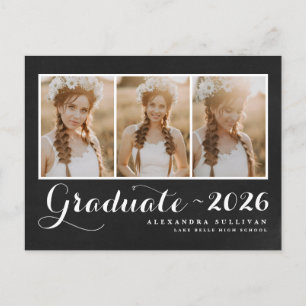 Chalkboard Class of 2025 Photo Collage Graduation Announcement Postcard
