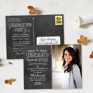 Chalkboard Class of 2026 Grad Party Photo Invitation Postcard