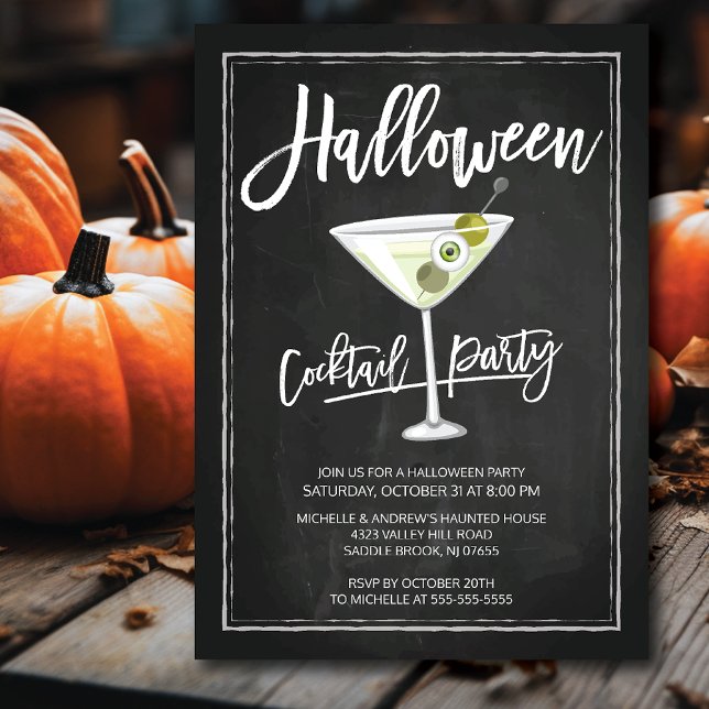 Chalkboard Cocktail Party Halloween Party Invitation (Creator Uploaded)