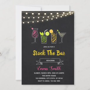 Chalkboard cocktail  stock the bar  invitation