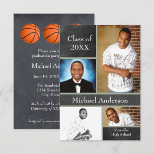 Chalkboard Collage Basketball-3x5Grad Announcement