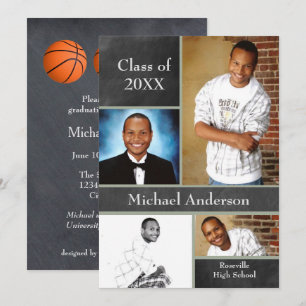Chalkboard Collage Basketball - Grad Announcement