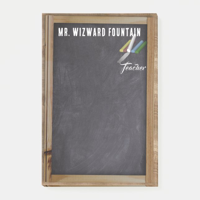 Chalkboard Colour Chalk Personalise Teacher | Post-it Notes (Front)