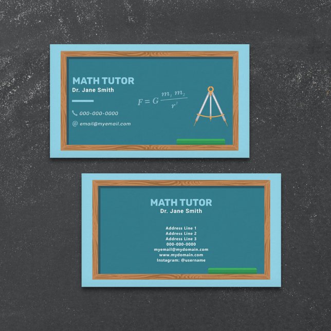 Chalkboard & Compas Math Tutor Business Card (Chalkboard & Compas Math Tutor Business Card)
