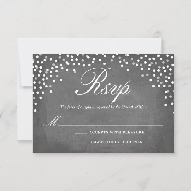 Chalkboard Confetti Dots RSVP Card (Front)