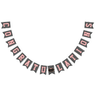 Chalkboard Congrats Black White Pink Wedding Bunting