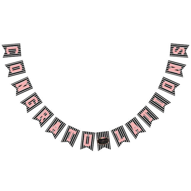 Chalkboard Congrats Black White Pink Wedding Bunting (All)