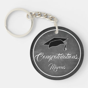 Chalkboard Congratulations Script Graduation Key Ring