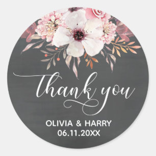 Chalkboard Country Floral Wedding Favour Stickers