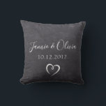 Chalkboard Couple names Wedding date Cushion<br><div class="desc">Chalkboard Couple names wedding date custom Throw Pillow</div>