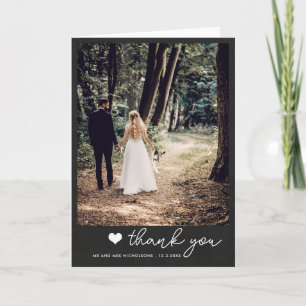 Chalkboard Couple Wedding Photo Thank You   Script