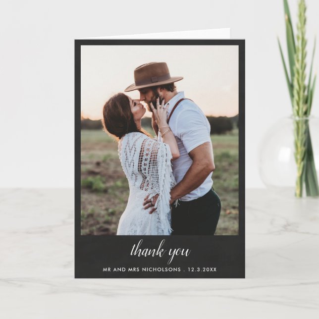 Chalkboard Couple Wedding Thank You | Script (Front)