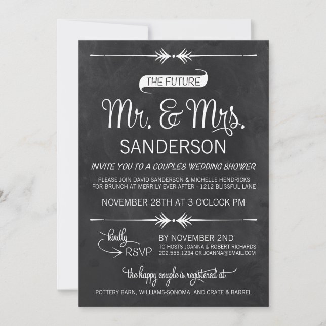 Chalkboard Couples Wedding Shower Invitation (Front)