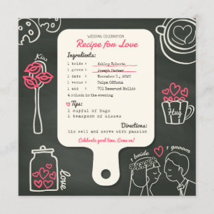 Chalkboard creative recipe wedding invitation card