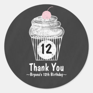 Chalkboard Cupcake Birthday Party Favour Sticker