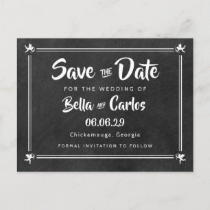 Chalkboard Cupids Save the Date Announcement Postcard