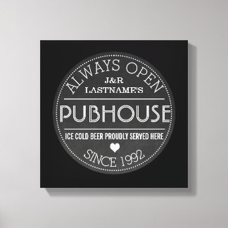 Chalkboard Custom Couple Pubhouse with Wedding Yr Canvas Print