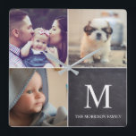 Chalkboard Custom Family Photos Collage Square Wall Clock<br><div class="desc">Personalise this wall clock with their treasured photos of family,  baby,  pets and update the family name. Enjoy the compliments in giving such a thoughtful gift.</div>