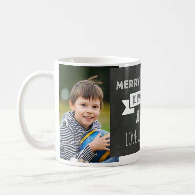 Chalkboard Custom Photo Best Aunt Christmas Mug (Left)