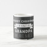 Chalkboard Custom Photo Best Grandpa Christmas Mug<br><div class="desc">Customisable photo collage template merry christmas world's best grandpa mug in rustic country chalkboard pattern with vintage details and hand lettered style text. A great personalised photo gift for grandfathers.</div>