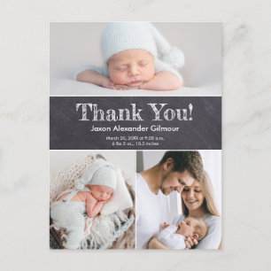 Chalkboard Custom Photo Collage Baby Arrival  Postcard