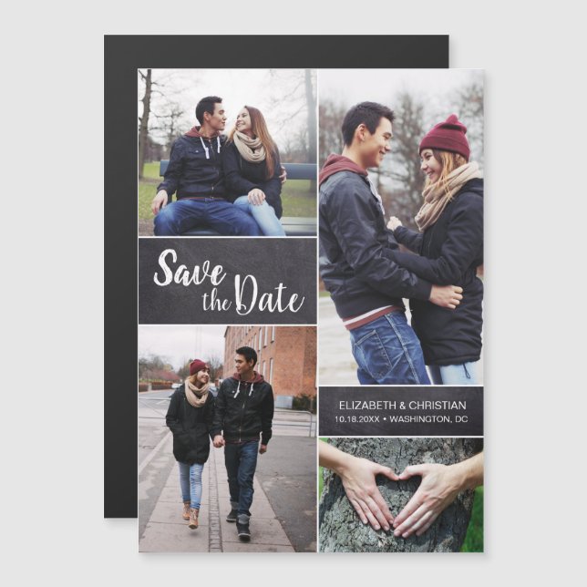 Chalkboard Custom Vertical Save the Date Photo  (Front/Back)