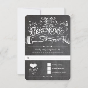 Chalkboard Cute Heart Initials Typography RSVP