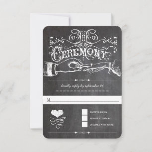 Chalkboard Cute Heart Initials Typography RSVP Card