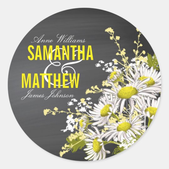 Chalkboard Daisy Rustic Wedding Gift Label