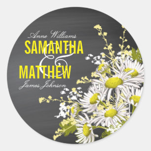 Chalkboard Daisy Rustic Wedding Gift Label