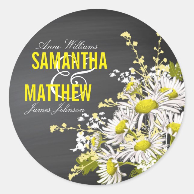Chalkboard Daisy Rustic Wedding Gift Label (Front)