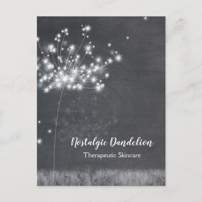 Chalkboard Dandelion Business Thank You Postcard (Front)